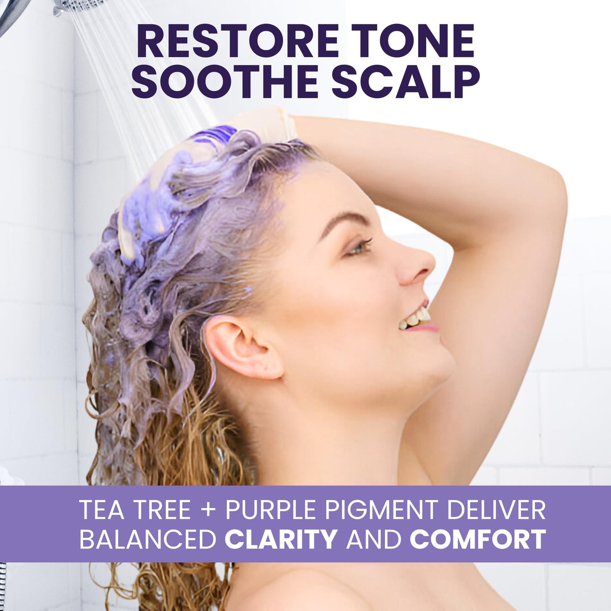KESMEDIK being applied to wet hair for neutralizing brassiness benefit