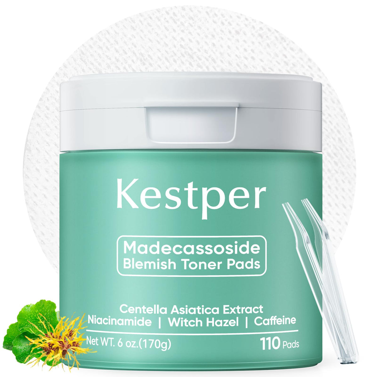 Kestper front jar packaging showing brand and pad count, convenient storage benefit