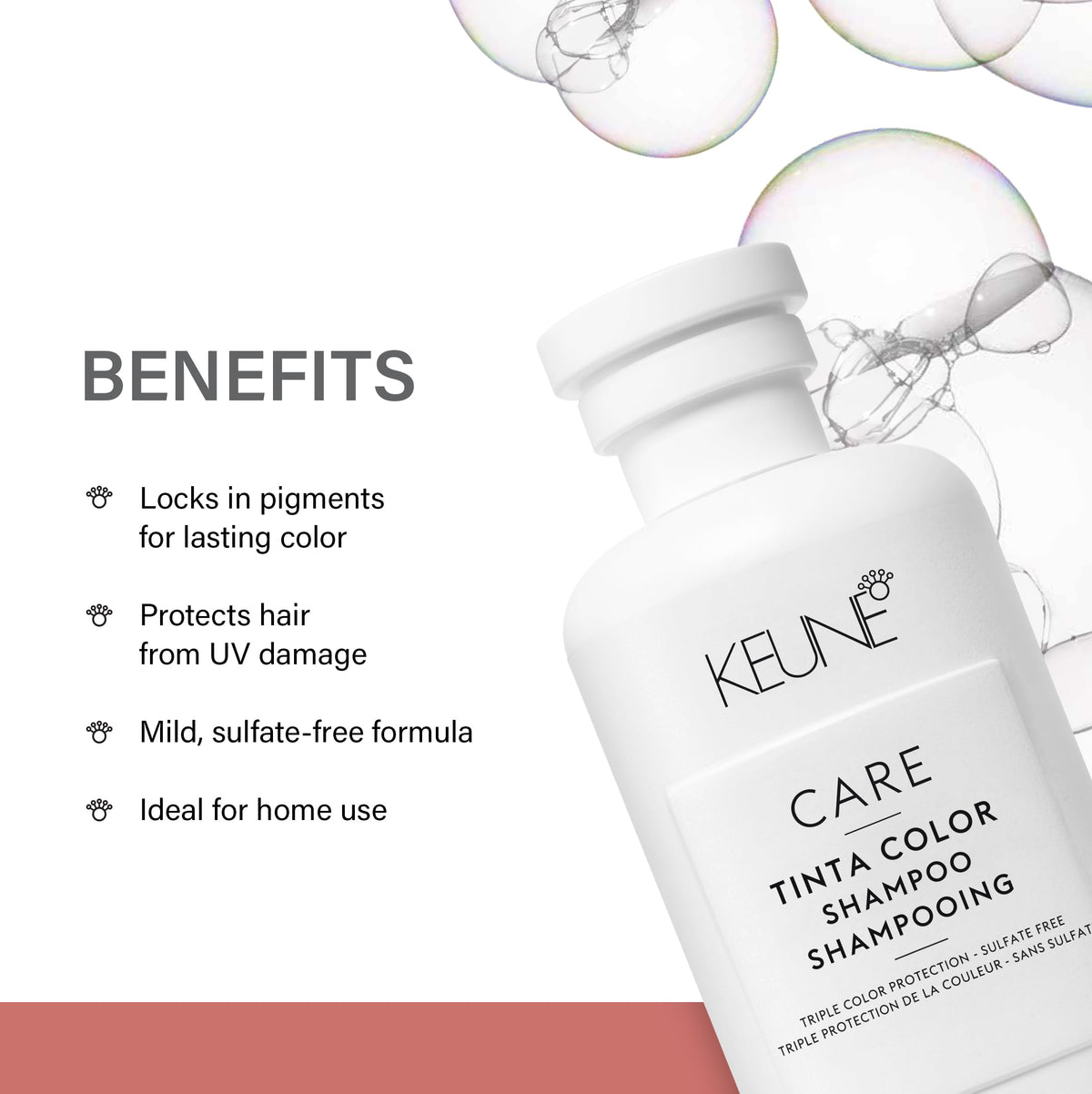 KEUNE creamy shampoo lather demonstrating gentle cleansing and rich texture benefit