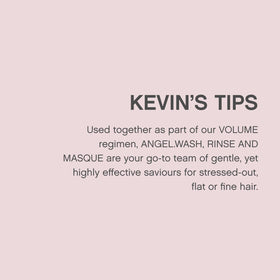 KEVIN.MURPHY applying ANGEL.RINSE to fine hair demonstrating detangling benefit