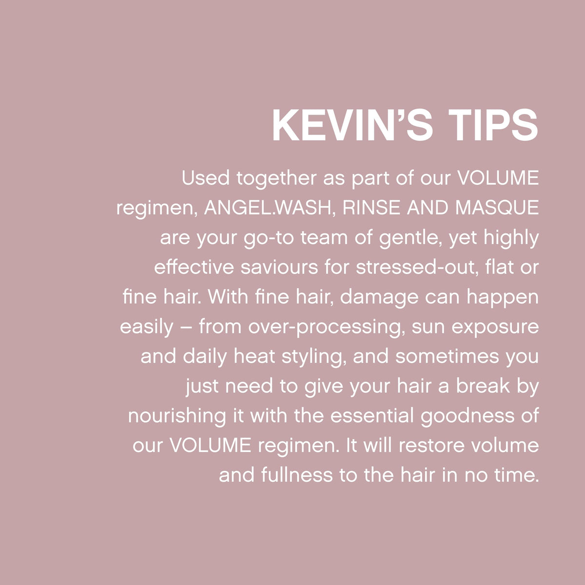 KEVIN.MURPHY ANGEL.RINSE before and after on fine hair showing added volume