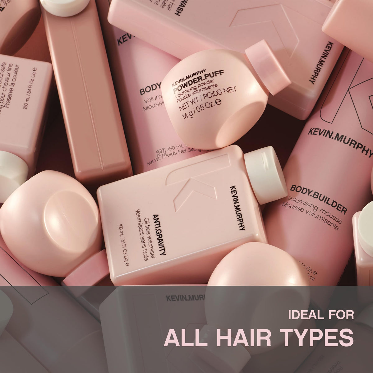 KEVIN.MURPHY applied to towel-dried hair illustrating root lift and manageability