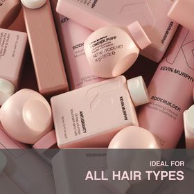 KEVIN.MURPHY applied to towel-dried hair illustrating root lift and manageability