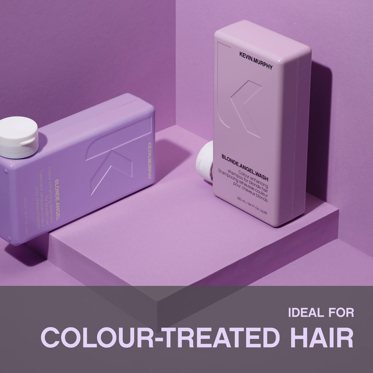 KEVIN.MURPHY 250ml bottle beside a hand for size reference and travel convenience