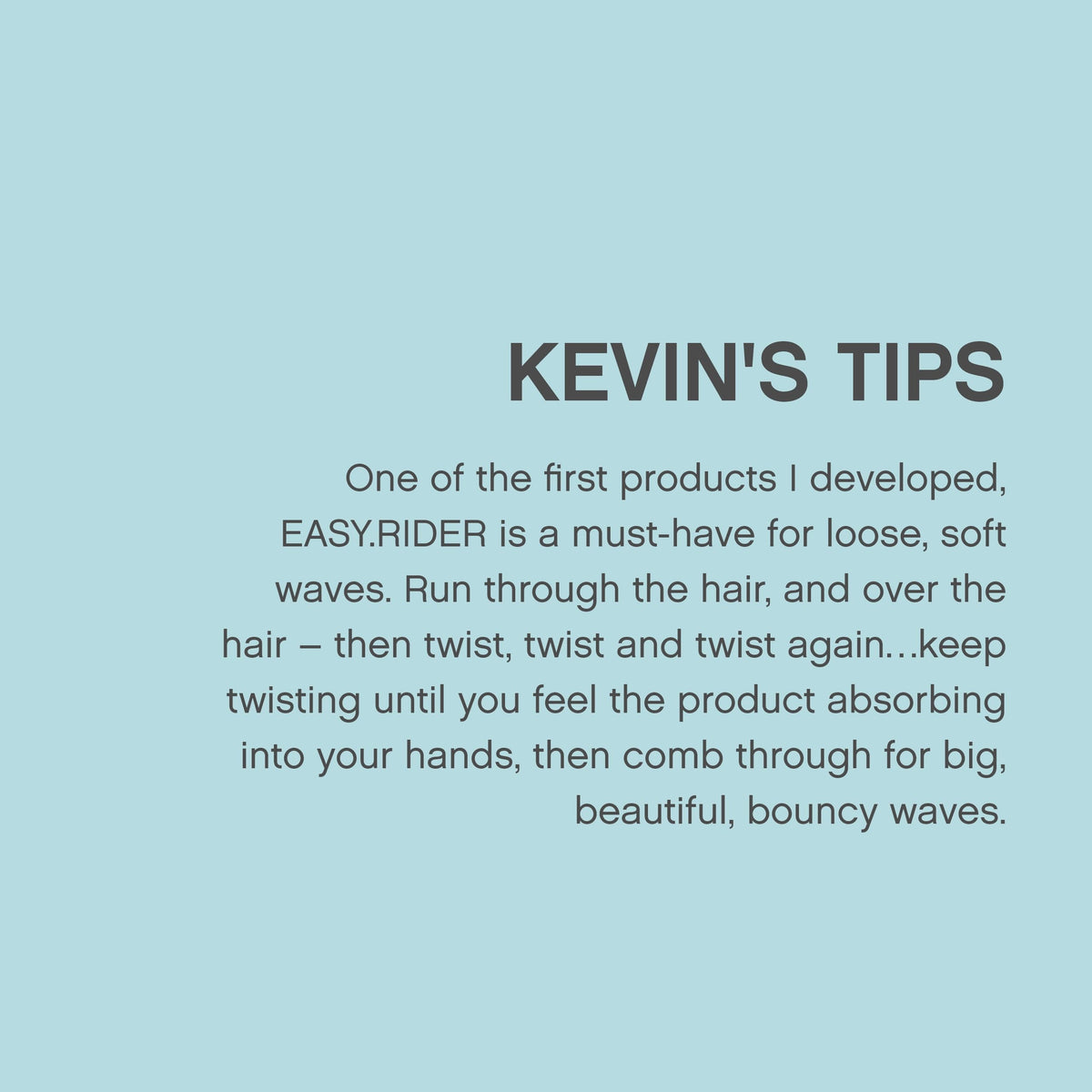 KEVIN.MURPHY EASY.RIDER label close-up showing ingredients and claims