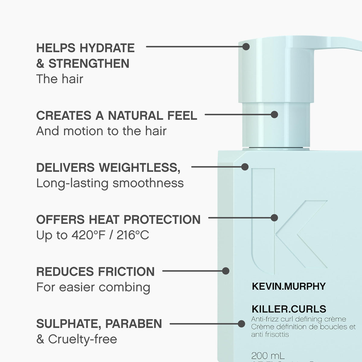 KEVIN.MURPHY used with a diffuser showing enhanced curl volume and reduced frizz