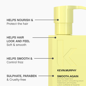 KEVIN.MURPHY applying product to damp hair for frizz control and improved manageability