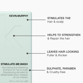 KEVIN.MURPHY bottle in hand for size comparison and easy application benefit