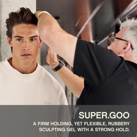 KEVIN.MURPHY SUPER.GOO open jar texture close-up demonstrates moldable consistency benefit