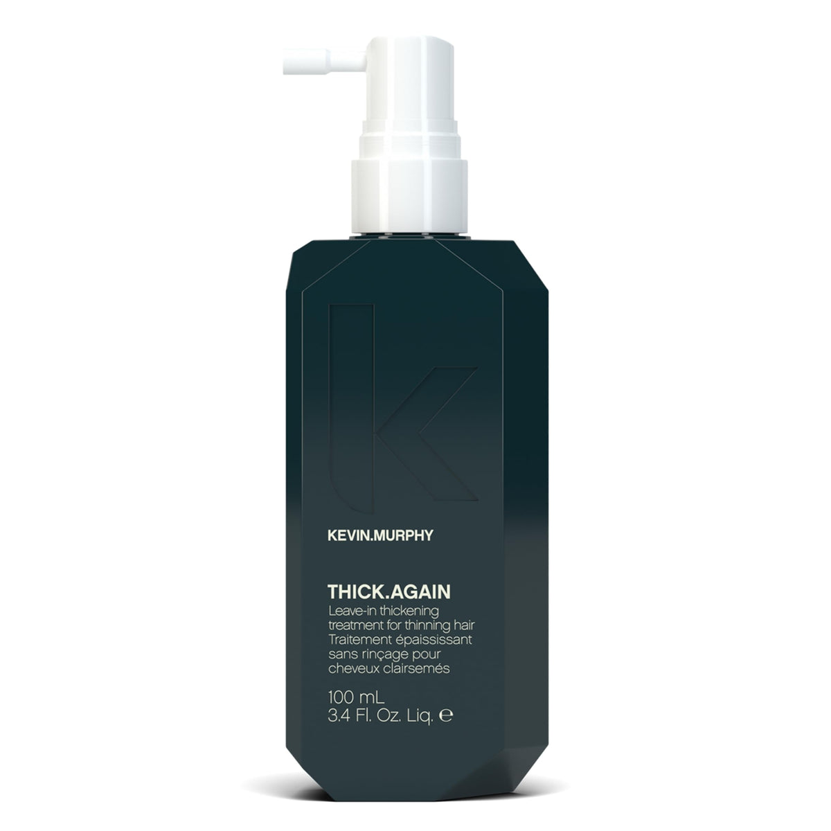 KEVIN.MURPHY THICK.AGAIN front bottle shows packaging and volumizing benefit