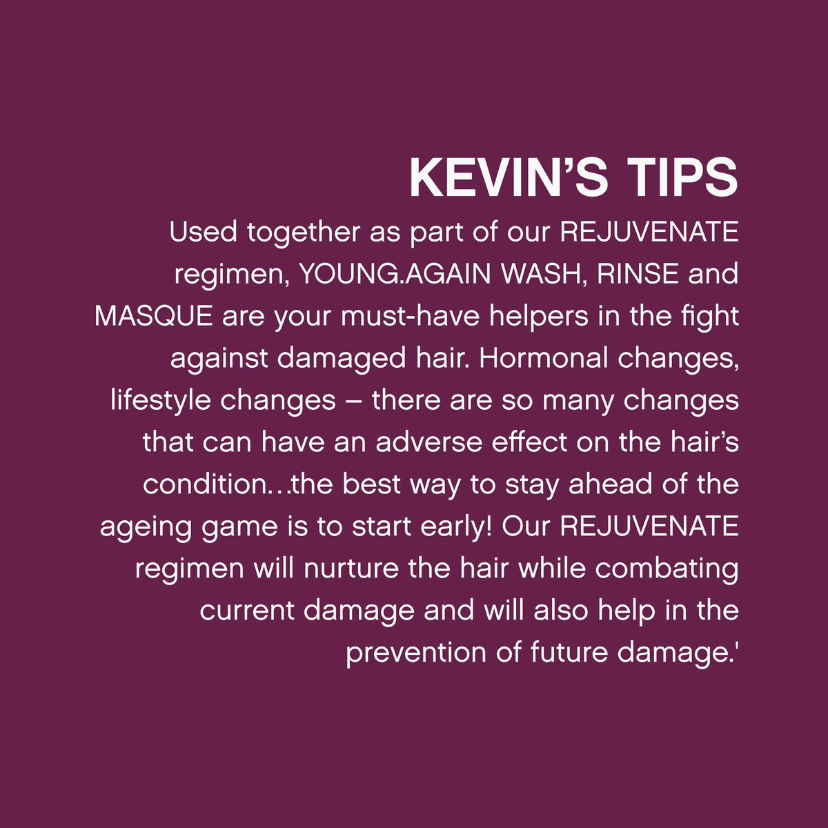 KEVIN.MURPHY bottle styled on bathroom shelf suggesting premium routine benefit