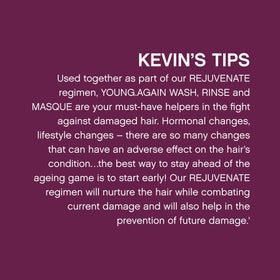 KEVIN.MURPHY bottle styled on bathroom shelf suggesting premium routine benefit
