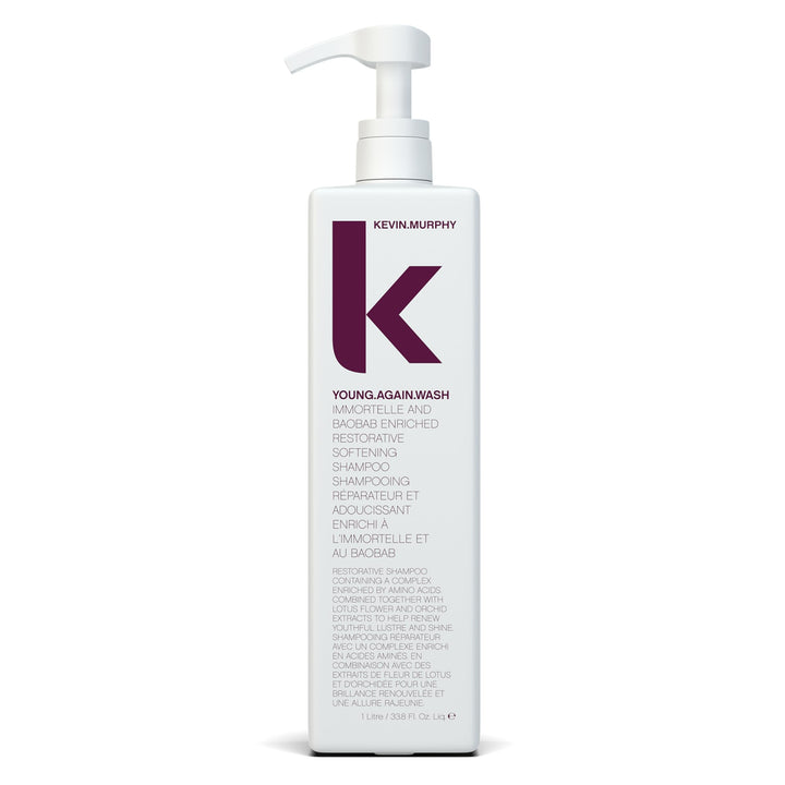 KEVIN.MURPHY front bottle shot showing YOUNG.AGAIN.WASH 1L for restorative hydration