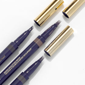 Kevyn Aucoin before and after brows showing fuller, groomed brow benefit
