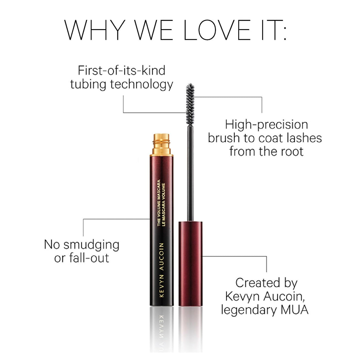 Kevyn Aucoin swiped lash texture shows tubing finish and shine
