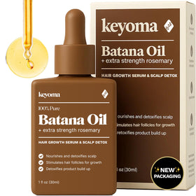 Keyoma bottle front view showing clean packaging and organic promise