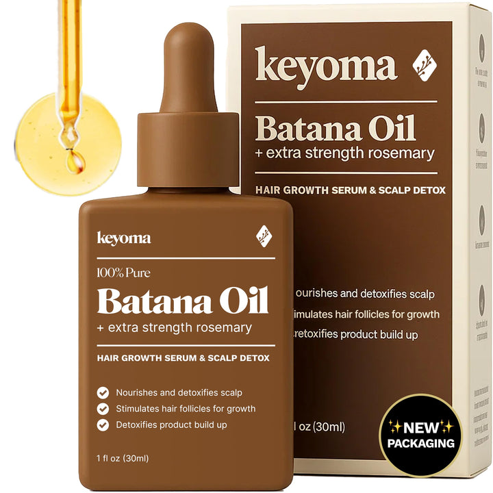 Keyoma bottle front view showing clean packaging and organic promise