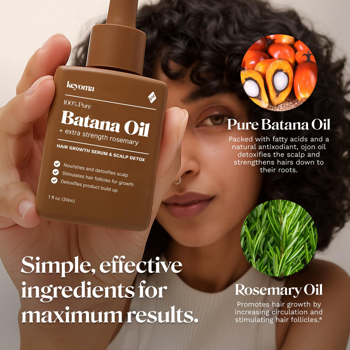 Keyoma ingredients with rosemary sprig illustrating natural infusion