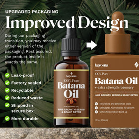 Keyoma label close-up highlighting cold-pressed batana oil benefits