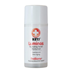 Keys Luminos front packaging showing clear moisturizer and branding benefit primer