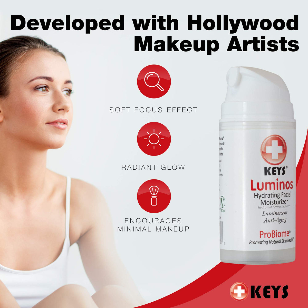 Keys Luminos texture close-up revealing lightweight gel-cream for smooth finish