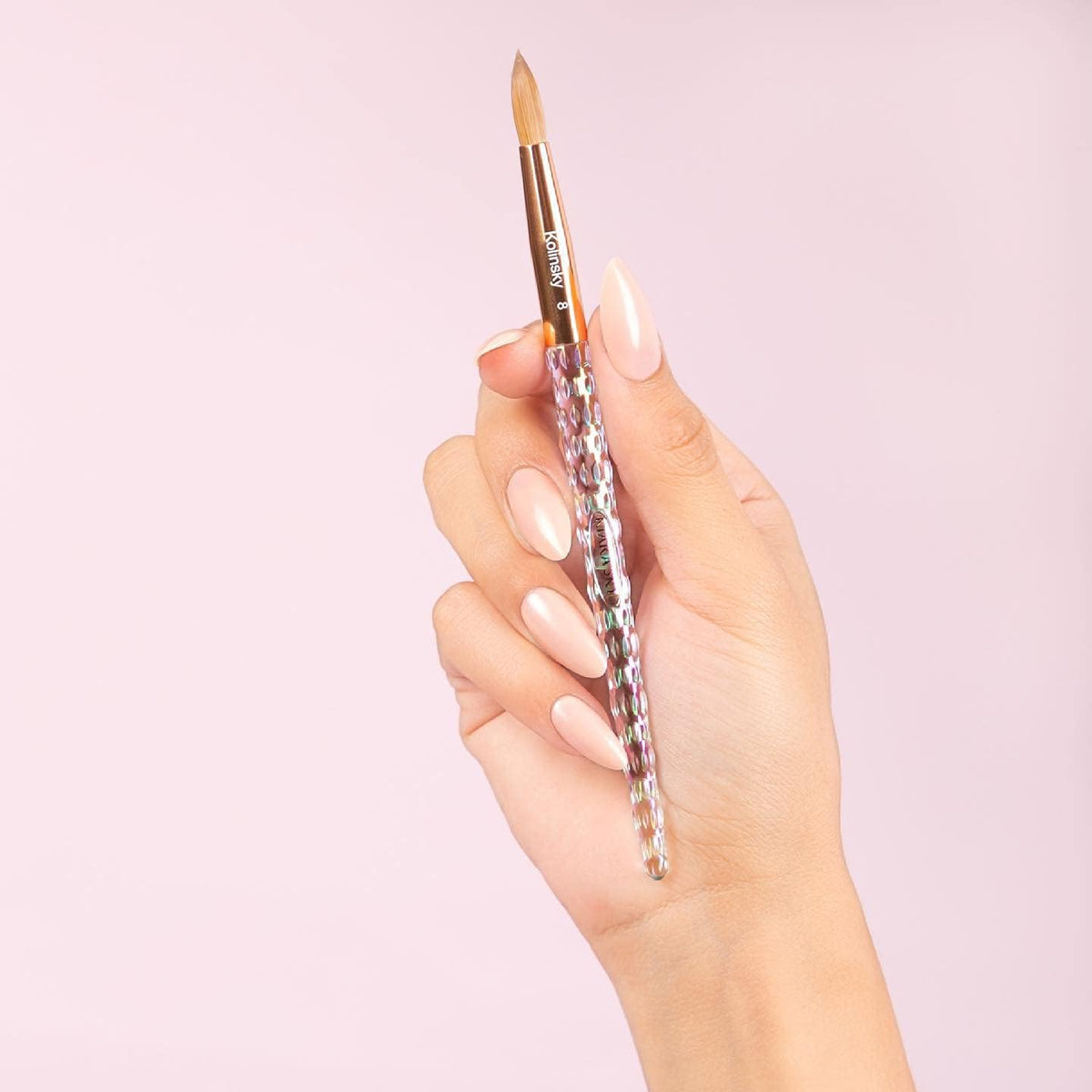 KIARA SKY iridescent crystal handle detail highlighting durable, acetone-resistant grip