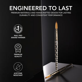Kiara Sky brush in use sculpting acrylic with smooth bead placement and accuracy