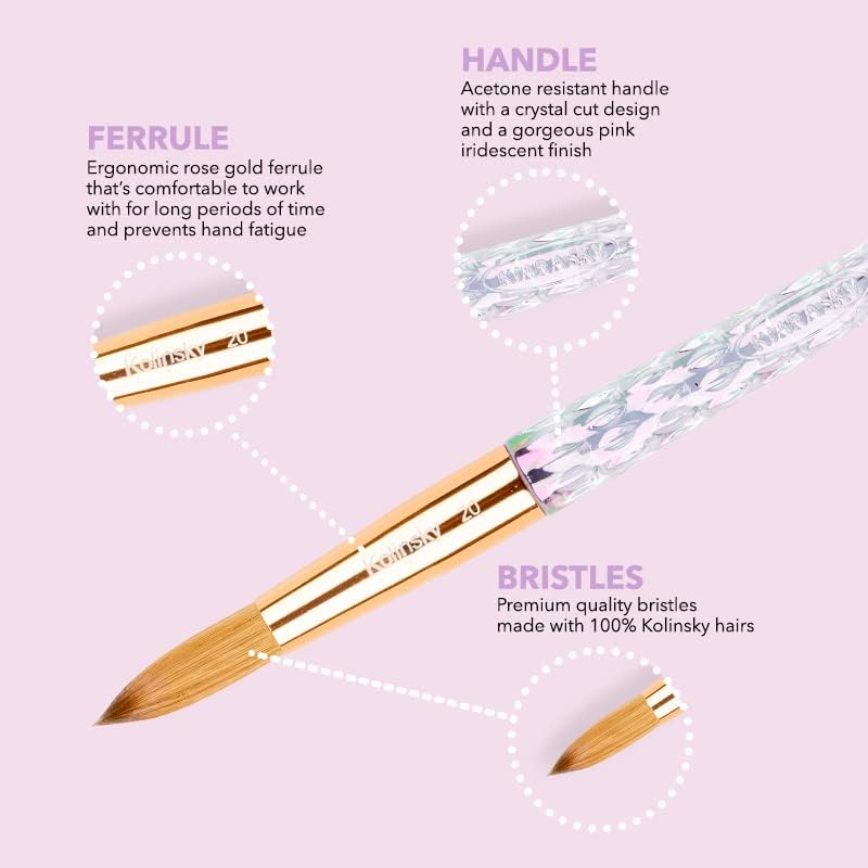 KIARA SKY brush in use sculpting an acrylic extension for accurate, smooth strokes
