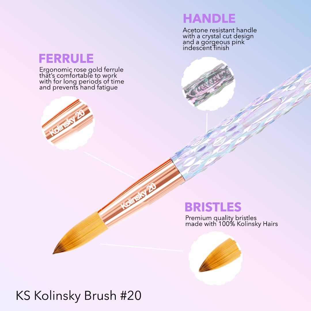 Kiara Sky iridescent handle detail highlighting acetone-resistant finish and ergonomic balance