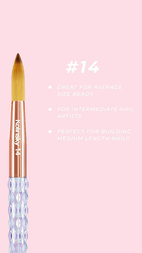 KIARA SKY brush next to ruler size comparison to show #14 capacity and scale