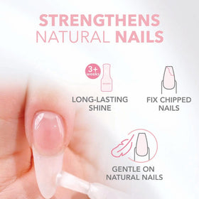 KIARA SKY nails before and after overlay showing stronger, polished appearance benefit