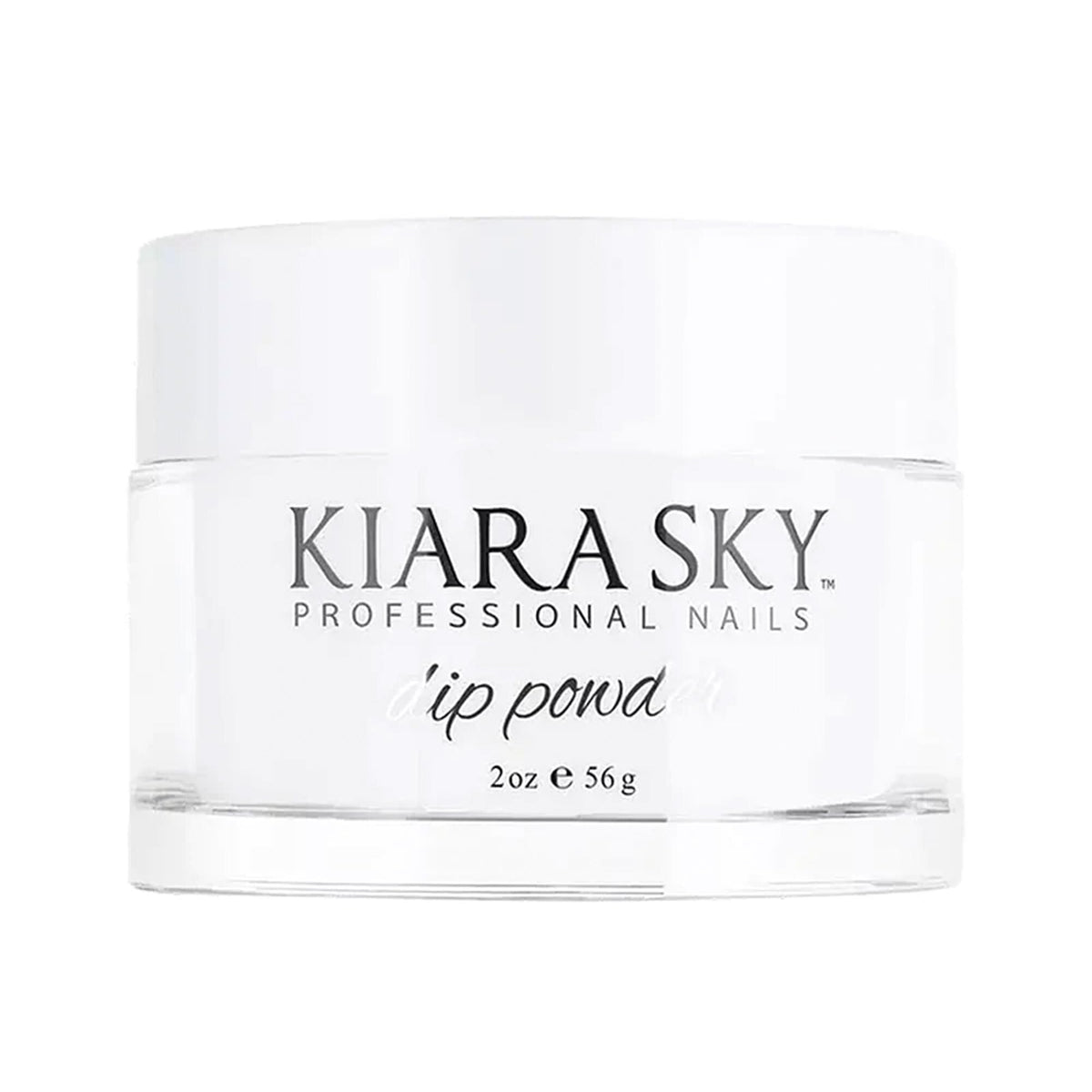 KIARA SKY clear dip powder jar front showing label and professional packaging benefit