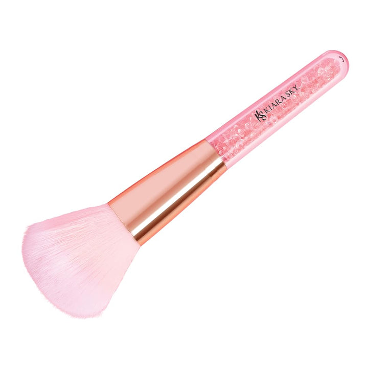 KIARA SKY front view of dip dust brush showing pink gold handle and bristles for salon-ready aesthetics