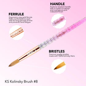 Kiara Sky crystal-cut handle detail resisting acetone damage for durability