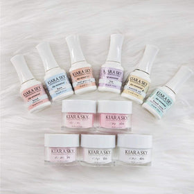 KIARA SKY powder tins and labels showing shade range for easy selection