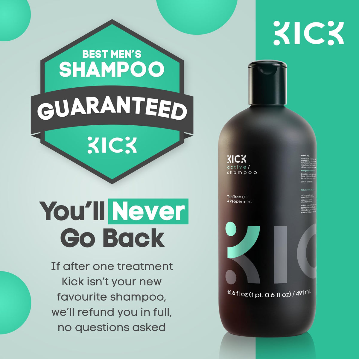 Kick shampoo on bathroom shelf in lifestyle setting for freshness