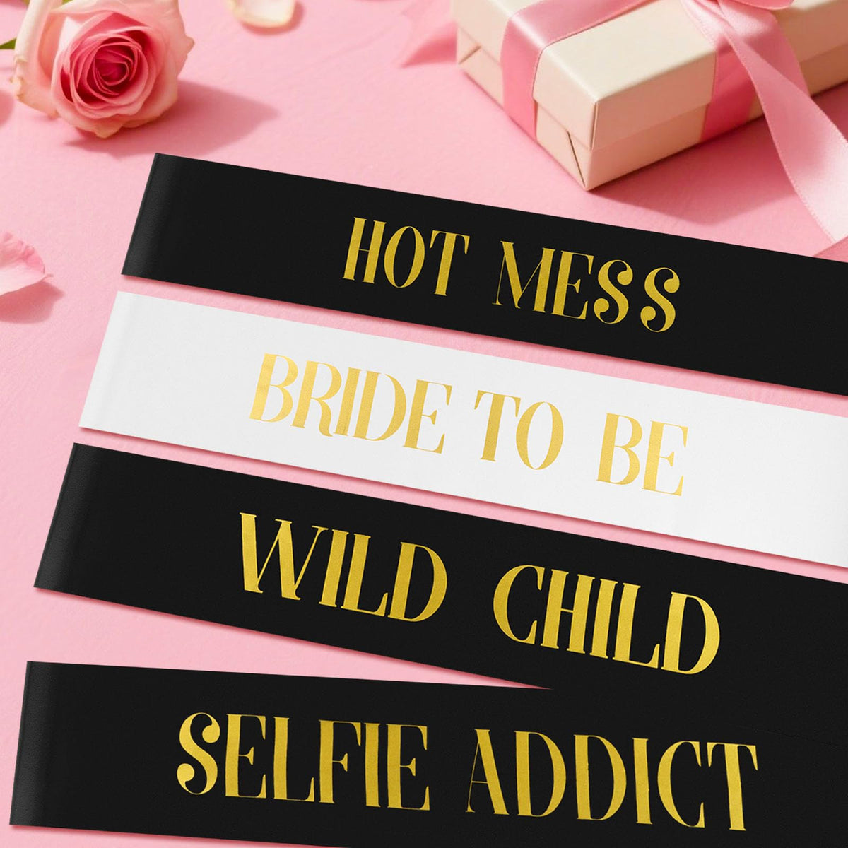 KICOSY black bridesmaid sashes spread illustrating matching party style