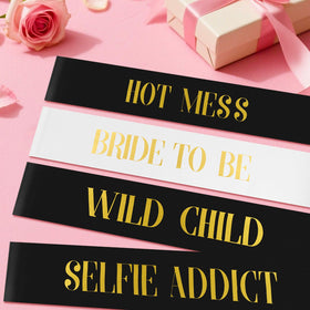 KICOSY black bridesmaid sashes spread illustrating matching party style