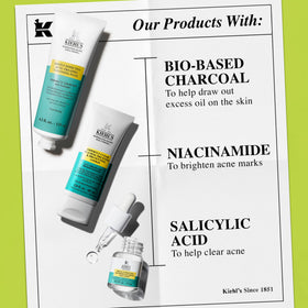 Kiehl's acne lotion label and texture showing targeted treatment benefit