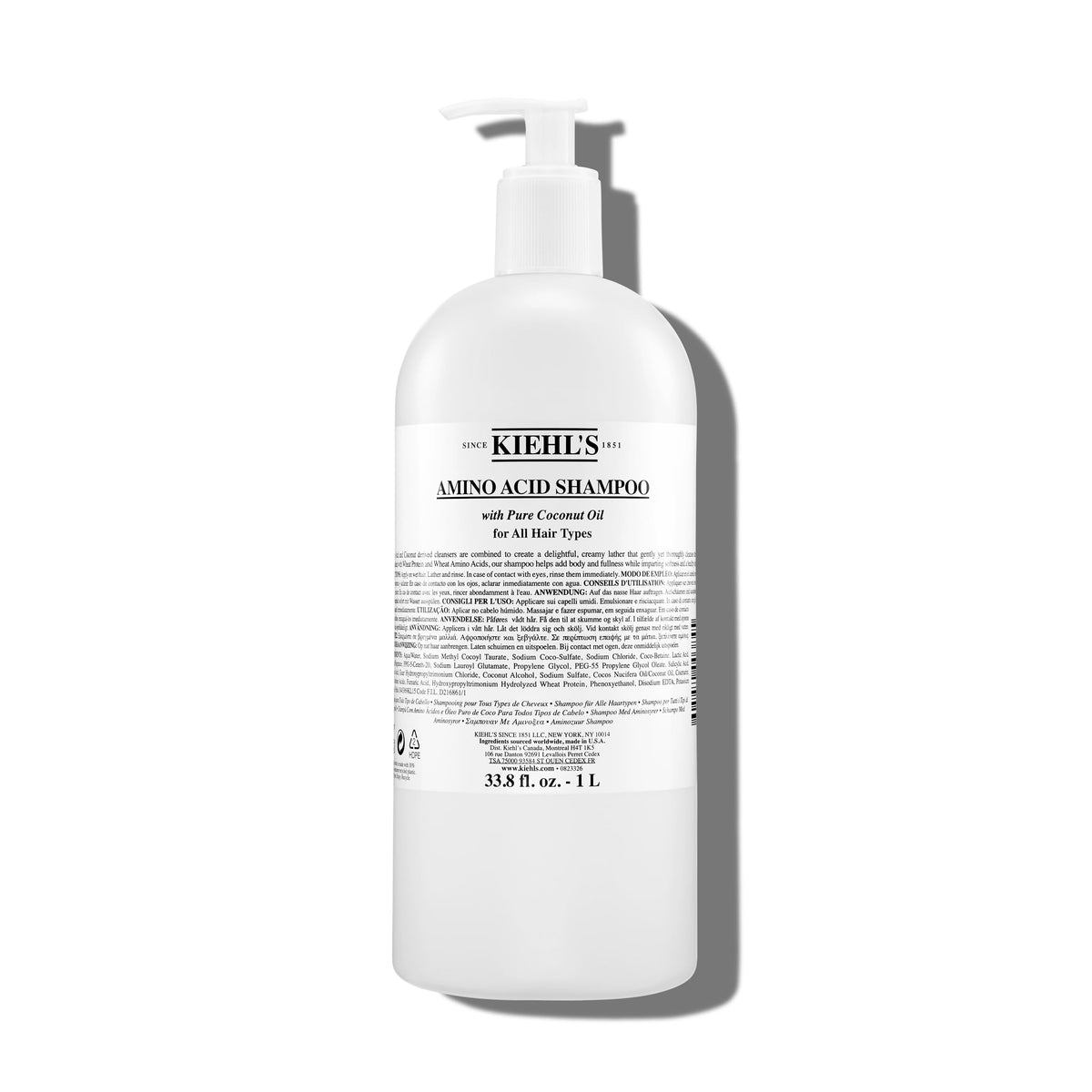 Kiehl's pump bottle front view showing product and convenient dispensing