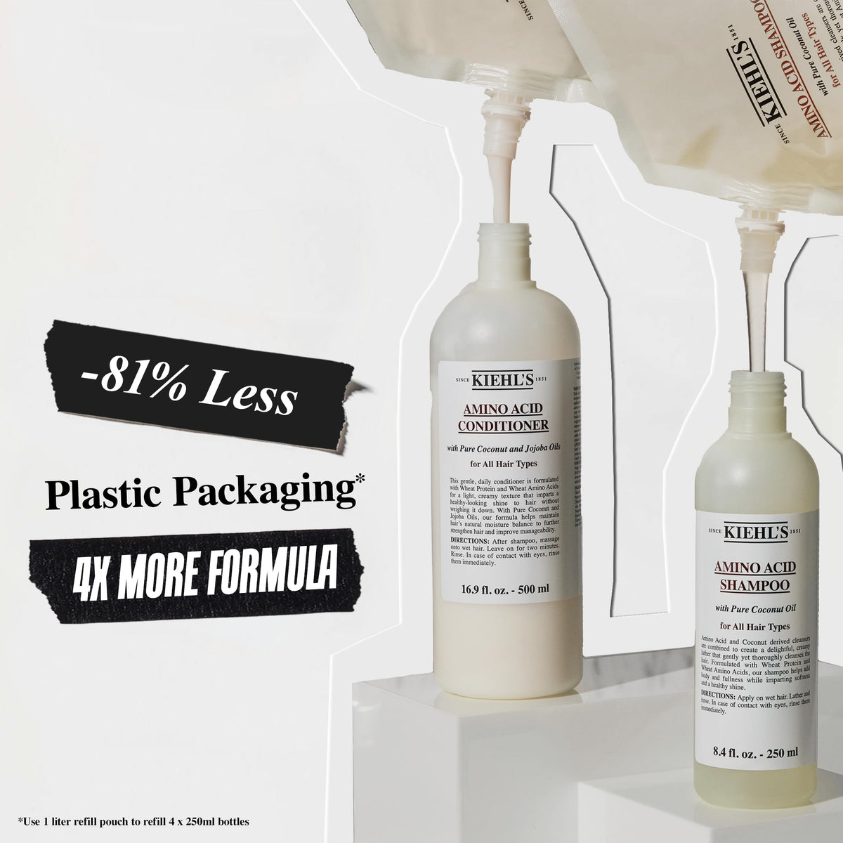 Kiehl's bottle on shower shelf in bathroom setting showing everyday use benefit