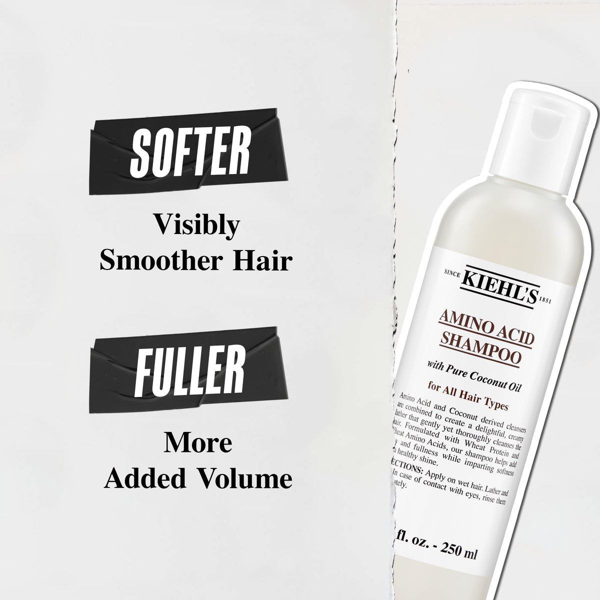 Kiehl's pouring shampoo into hand demonstrating gentle application