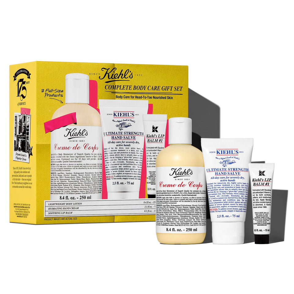 Kiehl's set front packaging showing trio and value - gift-ready hydration