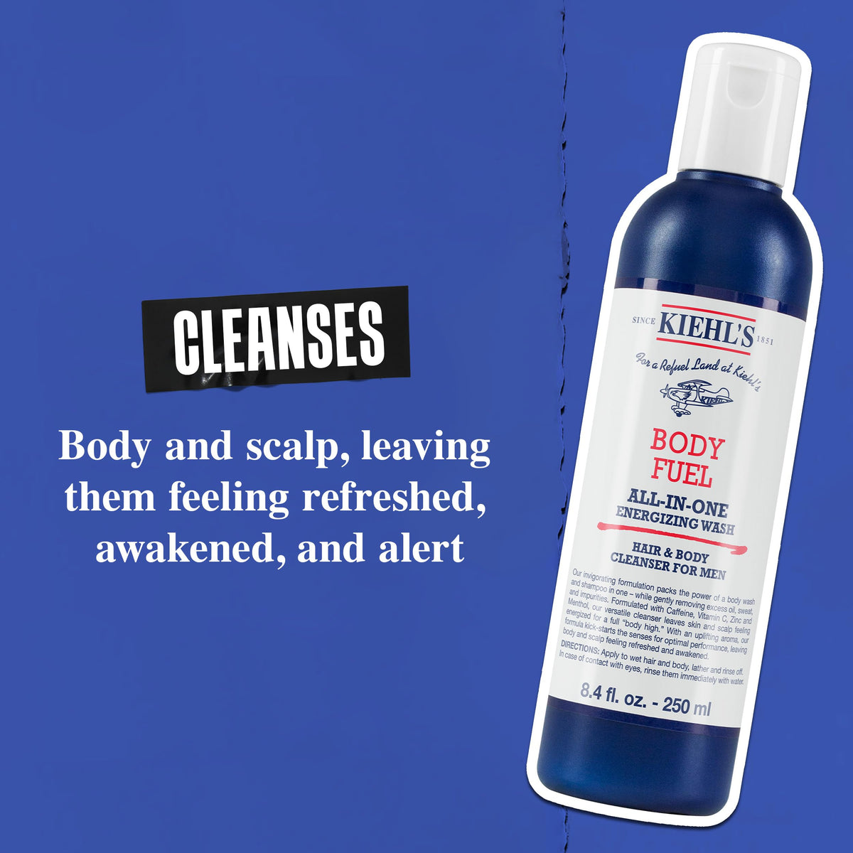 Kiehl's gel texture swatch demonstrating lightweight, rinseable formula