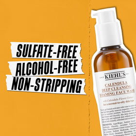 Kiehl's ingredient label close-up showing calendula and glycerin benefits