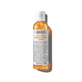 Kiehl's bottle front packaging showing calming calendula and benefits