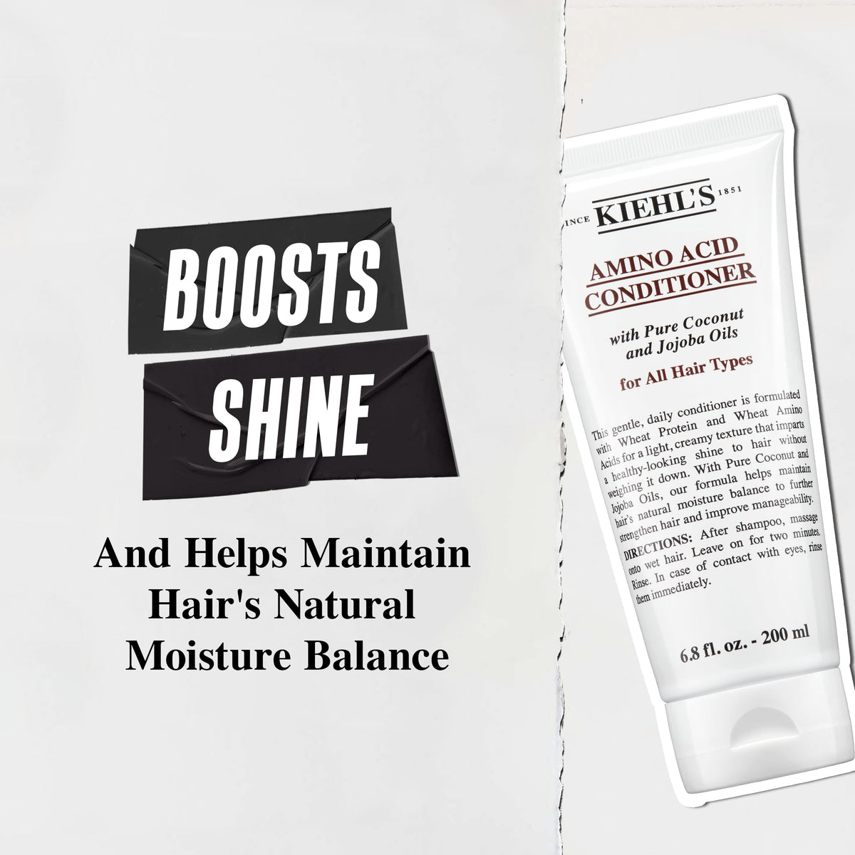 Kiehl's conditioner spread on hair strand showing conditioning effect