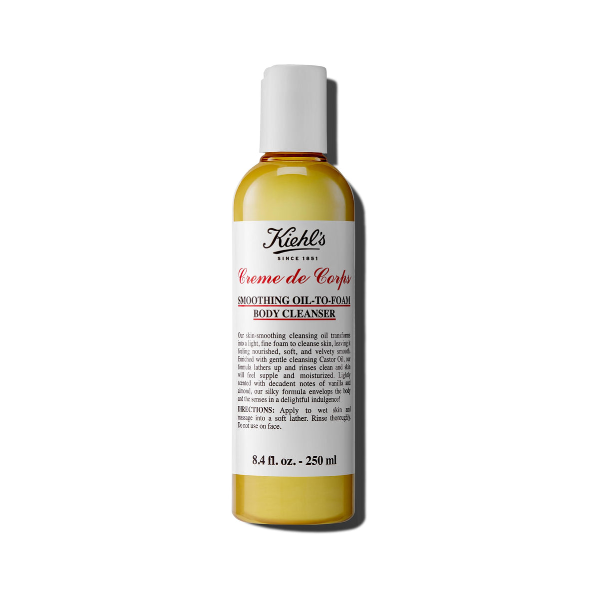 Kiehl's front bottle shot showing label and size, clear benefit of trusted formula