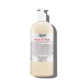 Kiehl's pump bottle front view showing large 1L size and label benefit
