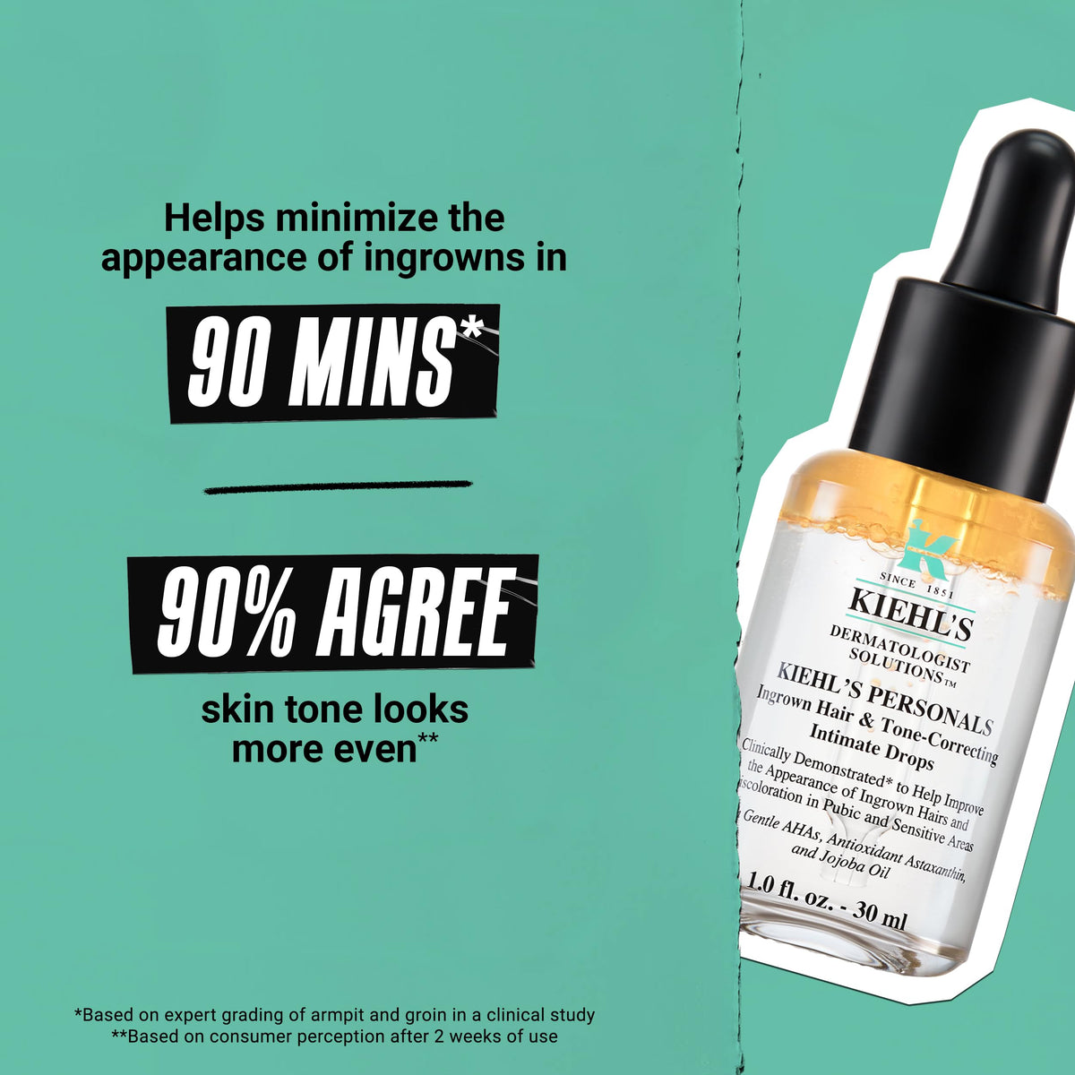 Kiehl's applied to bikini area showing targeted ingrown hair care benefit